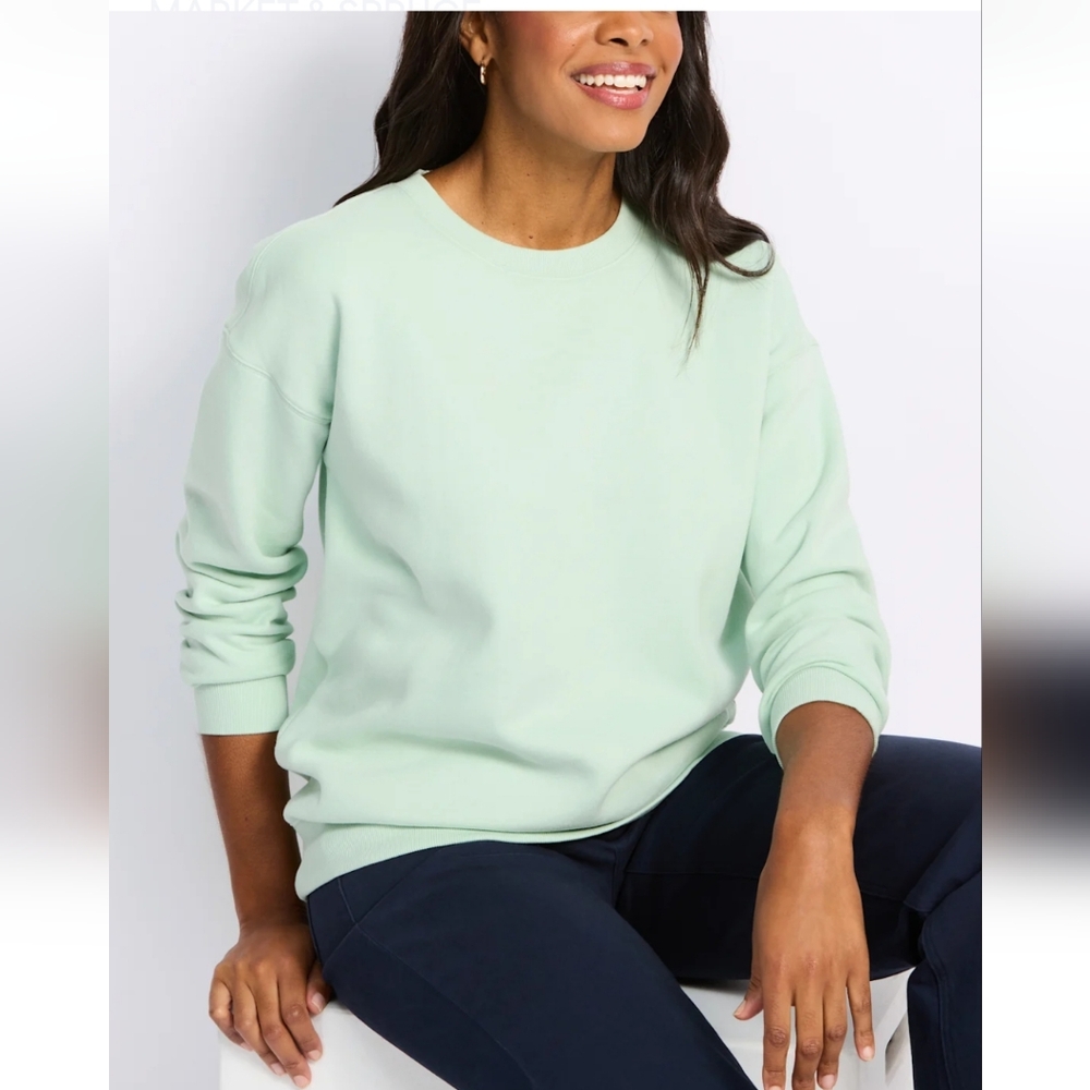 Market & Spruce Fleece Crewneck Sweatshirt Mint Green